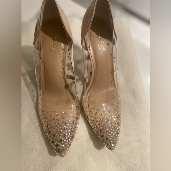 NEW -Thalia Nude Clear Heels with rhinestones! - Picture 3 of 10